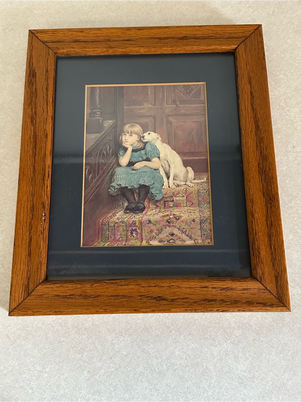 Sympathy 1877 Briton Riviere Reprint Painting Framed Girl & Dog